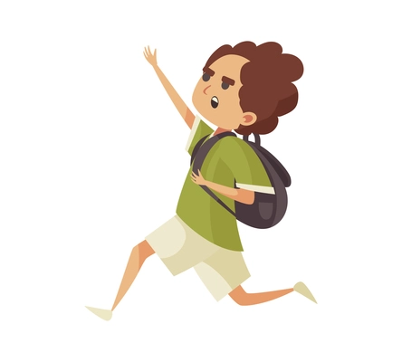 People run composition with isolated doodle style character of running person vector illustration