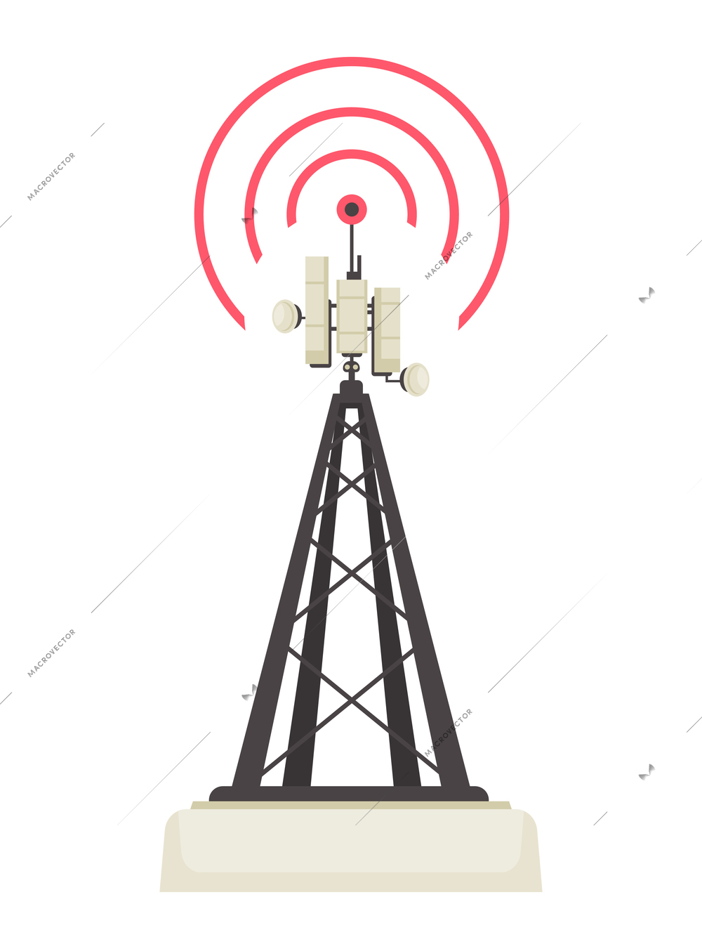 5g internet technology composition with isolated image of cellular tower with radio waves vector illustration