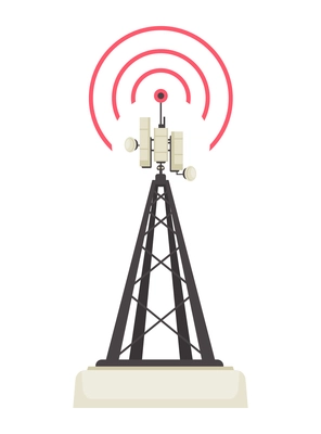 5g internet technology composition with isolated image of cellular tower with radio waves vector illustration