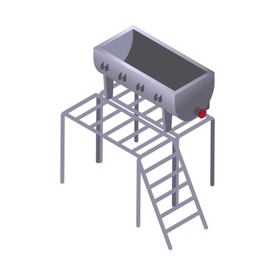 Dairy production isometric composition with isolated image of plant facility vector illustration