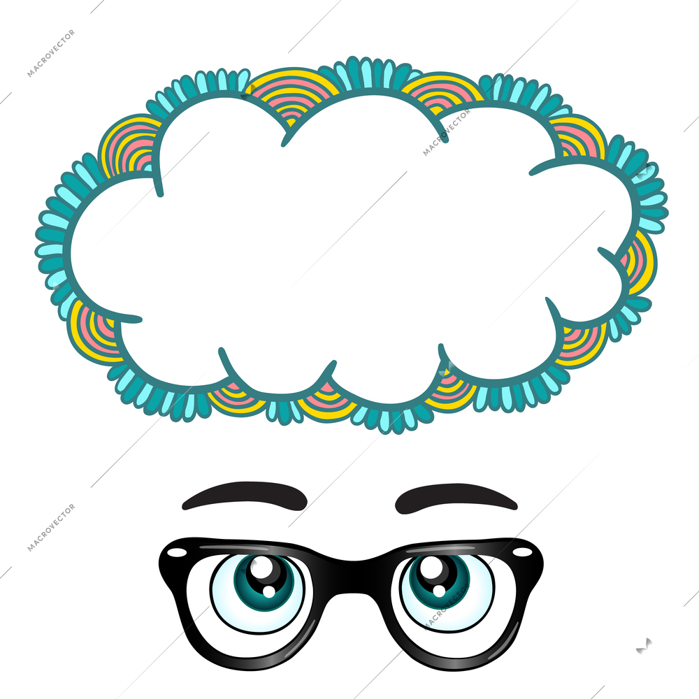 Glasses with eyes dreaming concept isolated vector illustration