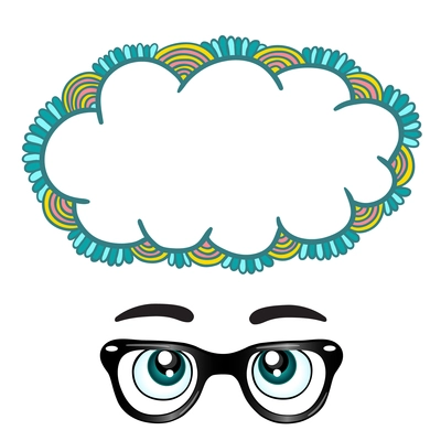 Glasses with eyes dreaming concept isolated vector illustration