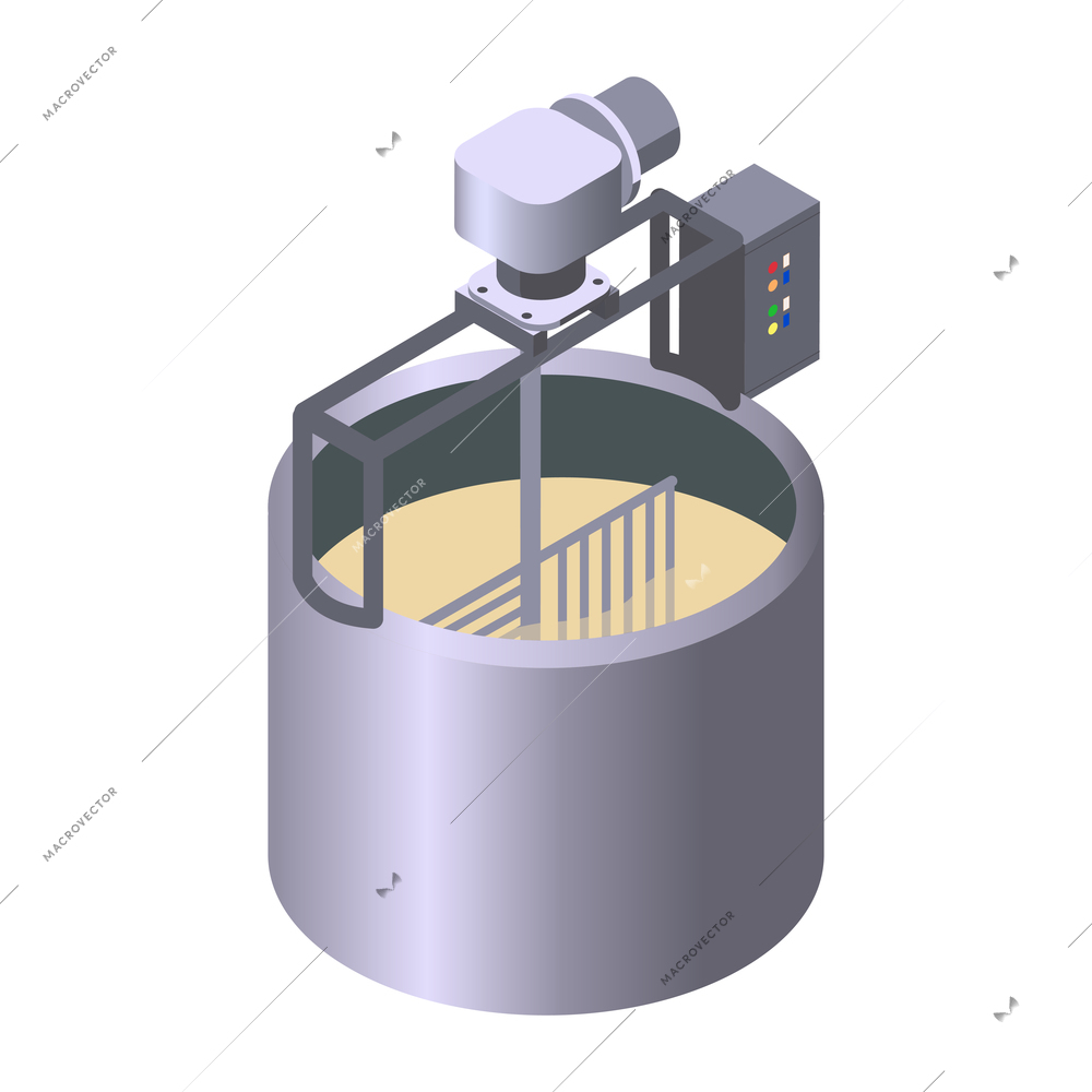 Dairy production isometric composition with isolated image of plant facility vector illustration