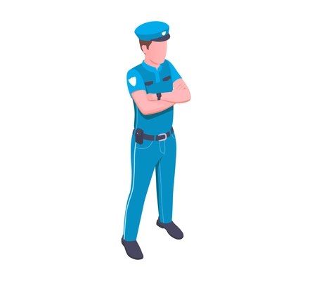 Emergency service isometric composition with character of male police officer in uniform vector illustration