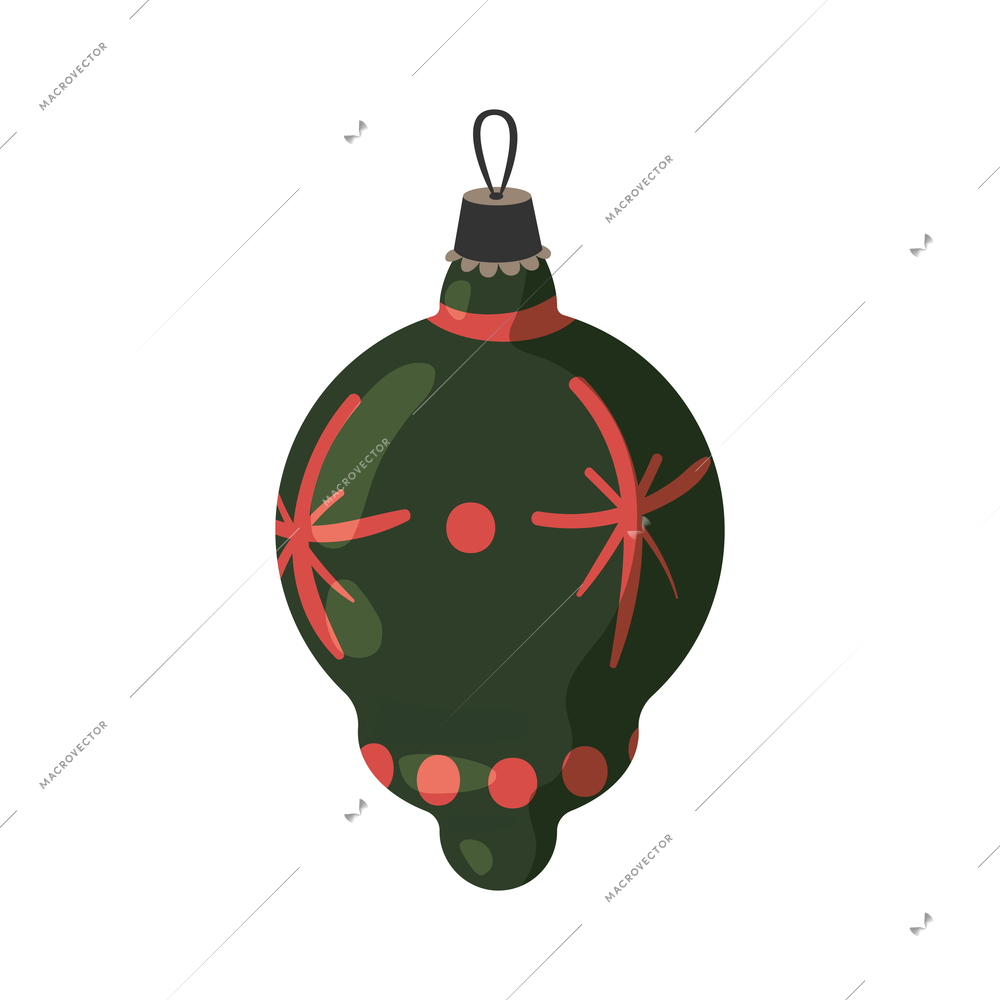 Christmas vintage retro toys composition with isolated image of christmas ball decoration vector illustration