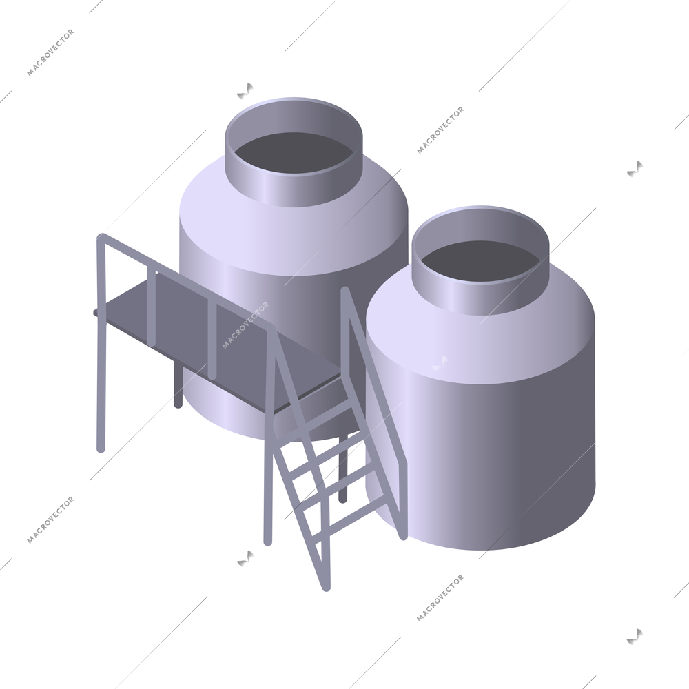 Dairy production isometric composition with isolated image of plant facility vector illustration