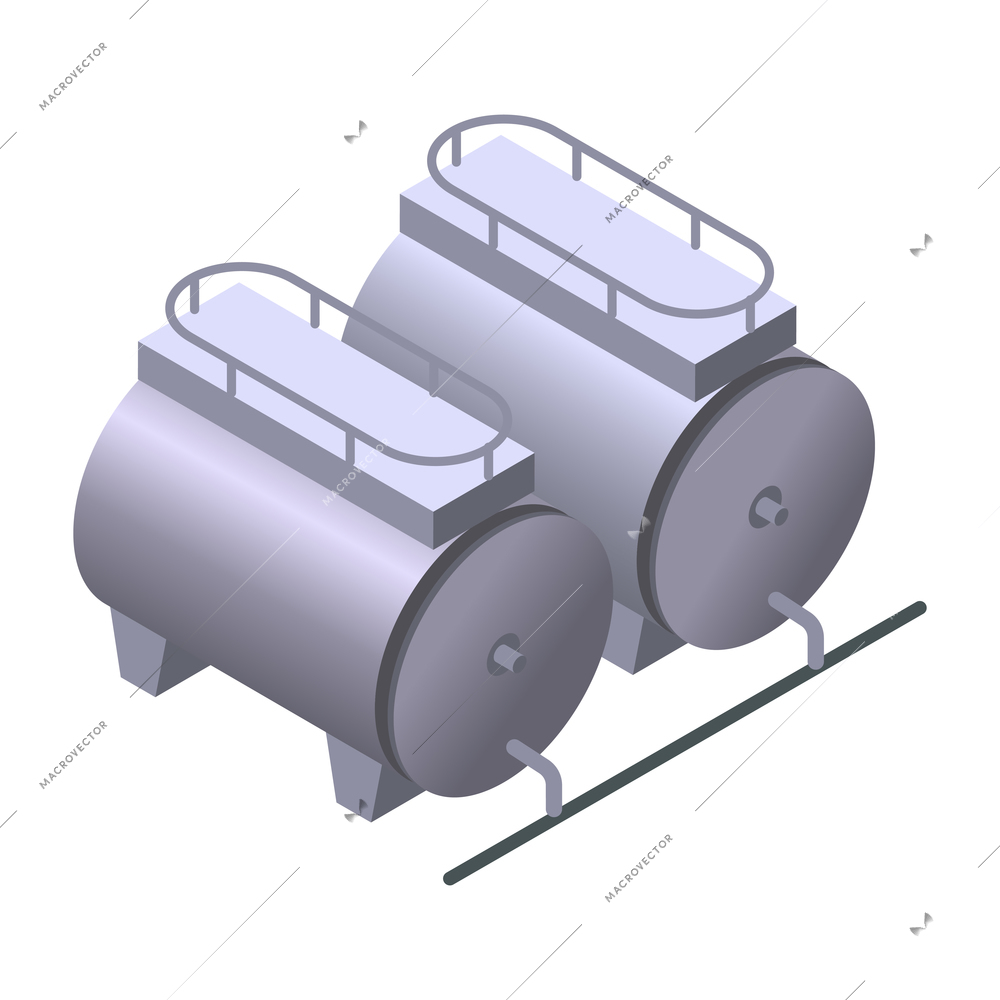 Dairy production isometric composition with isolated image of plant facility vector illustration