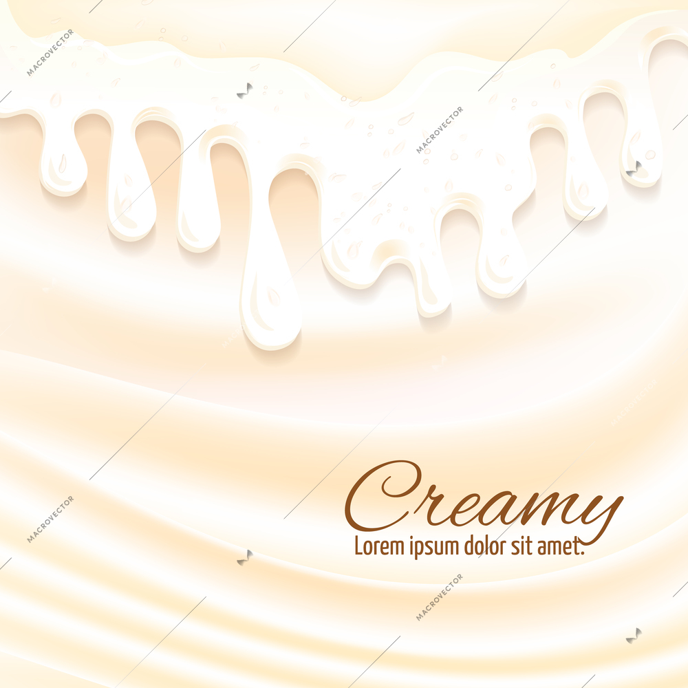 Milk drops and cream splashes sweet creamy background vector illustration