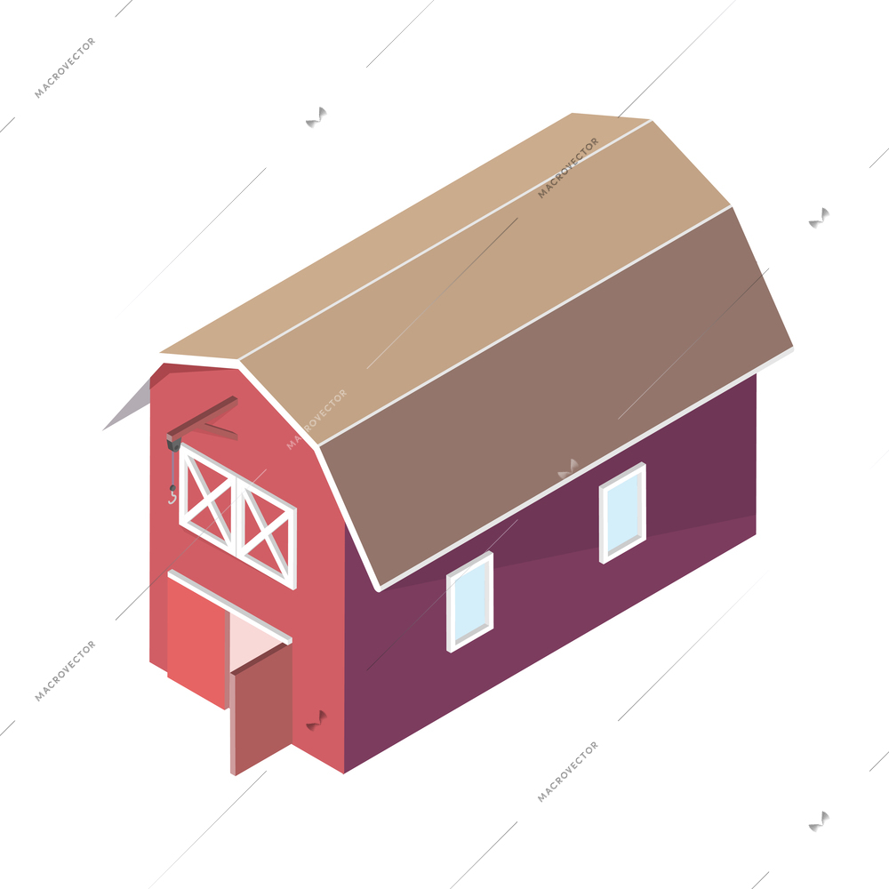 Countryside isometric composition with isolated image of barn building on blank background vector illustration