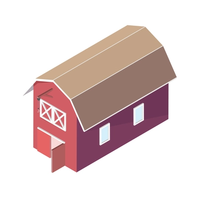 Countryside isometric composition with isolated image of barn building on blank background vector illustration