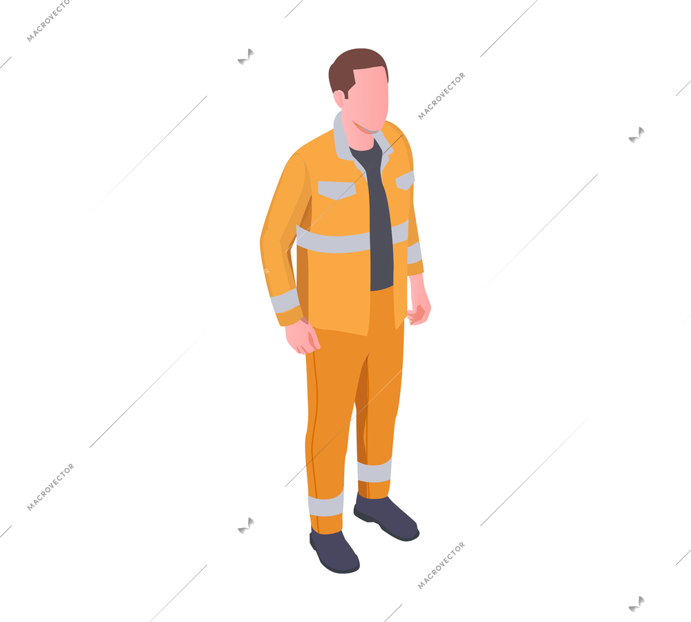 Emergency service isometric composition with isolated character of emergency service worker in uniform vector illustration