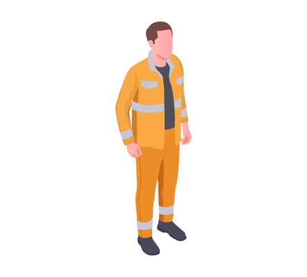 Emergency service isometric composition with isolated character of emergency service worker in uniform vector illustration