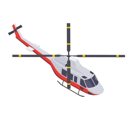 Emergency service isometric composition with isolated image of helicopter vector illustration