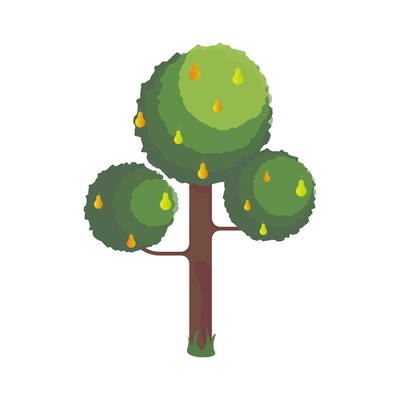 Countryside isometric composition with isolated image of tree on blank background vector illustration