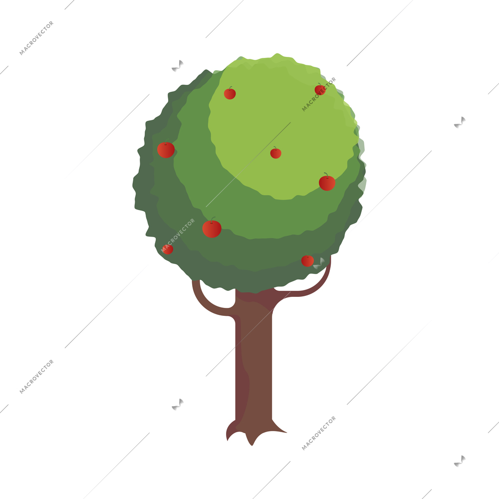 Countryside isometric composition with isolated image of tree on blank background vector illustration