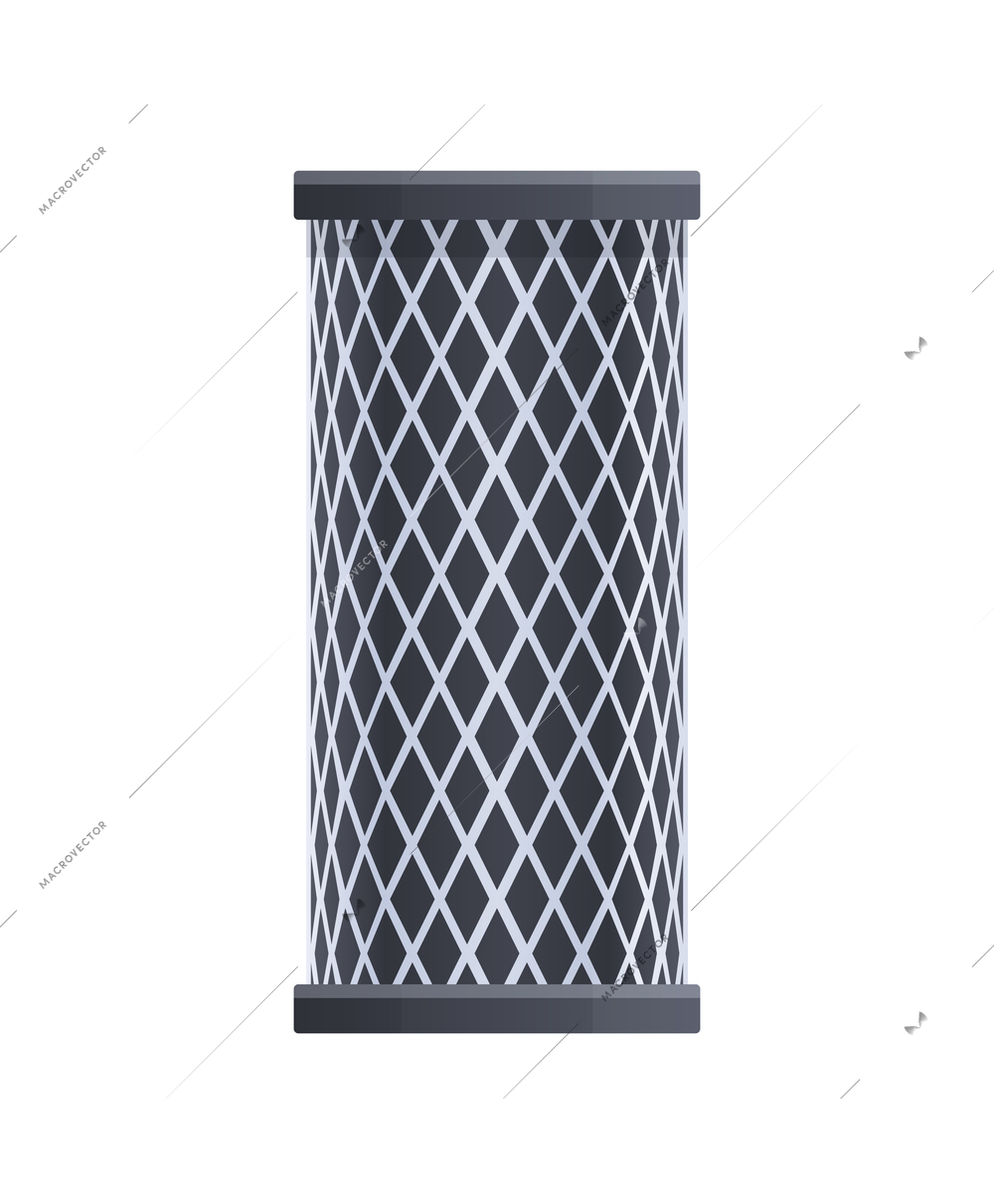 Water filter flat composition with isolated image of cylinder shaped cassette for filter vector illustration