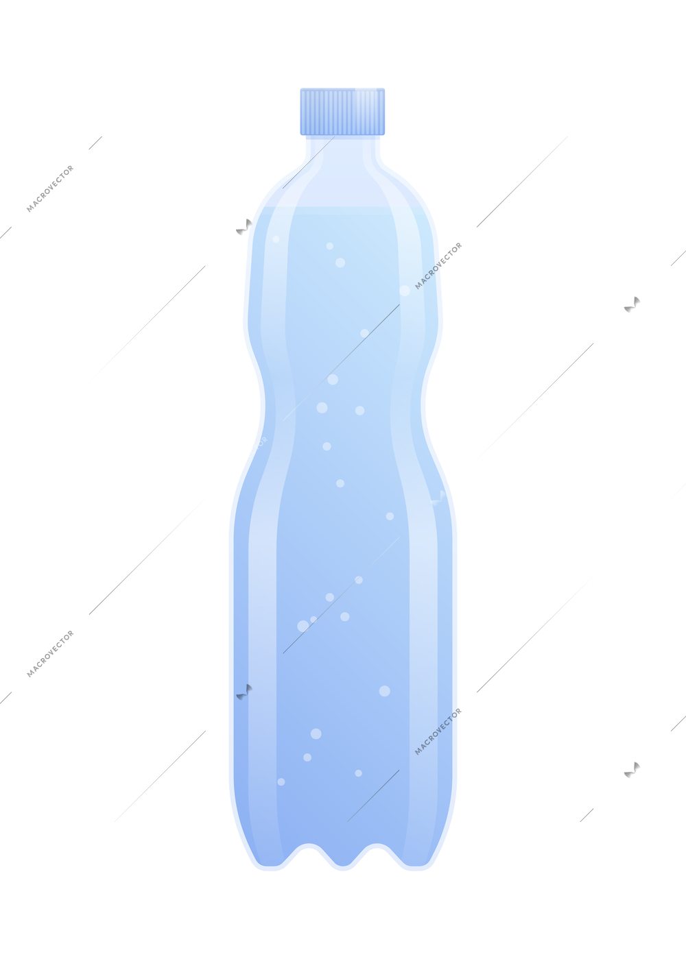 Water filter flat composition with isolated image of plastic bottle of sparkling water vector illustration