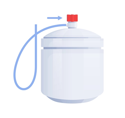 Water filter flat composition with isolated image of water boiler with flexible tube and pet cock vector illustration