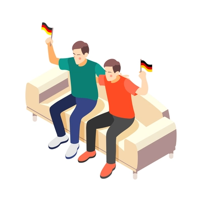 True male friendship isometric composition with characters of young guys with german flags vector illustration