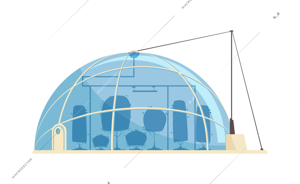 Mars colonization composition with image of dome shaped extraterrestrial living module vector illustration