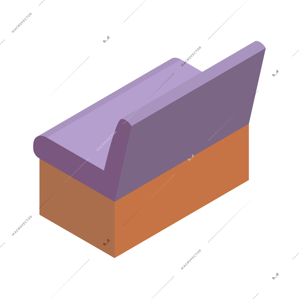 Restaurant and cafeteria interior isometric composition with isolated image of purple sofa vector illustration