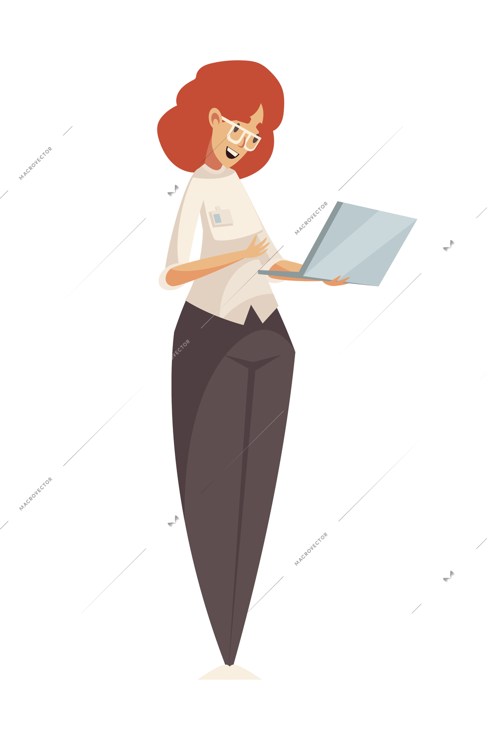 Dispatchers client support call center composition with female character of support agent holding laptop vector illustration