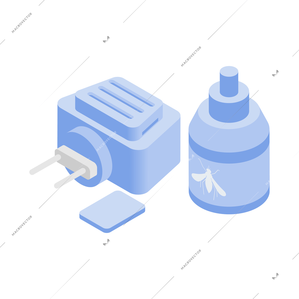 Mosquito protective composition with isolated image of anti mosquito plug in fumigator kit vector illustration