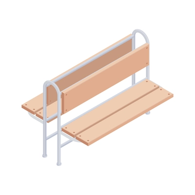 Subway metro isometric composition with isolated image of double side bench for passengers vector illustration