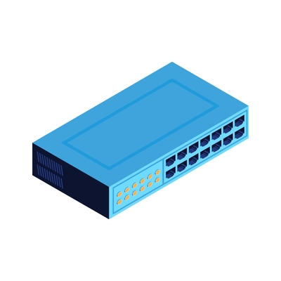 Isometric datacenter cloud service composition with isolated image of switch device with ports vector illustration