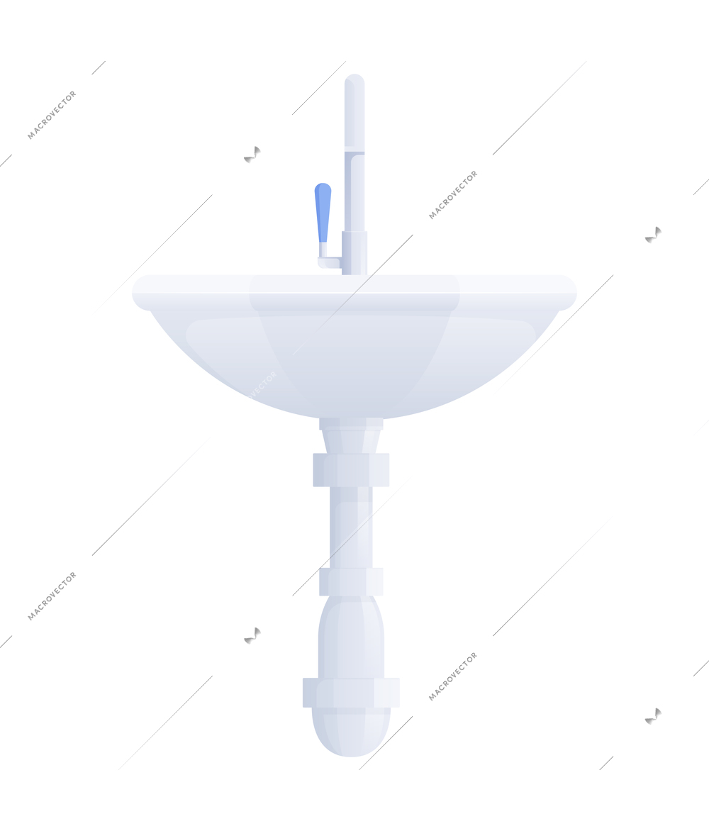 Water filter flat composition with isolated image of sink with faucet vector illustration