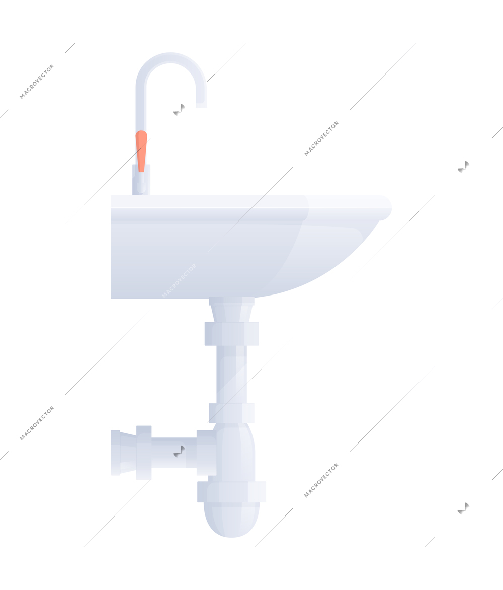 Water filter flat composition with isolated image of sink with faucet vector illustration