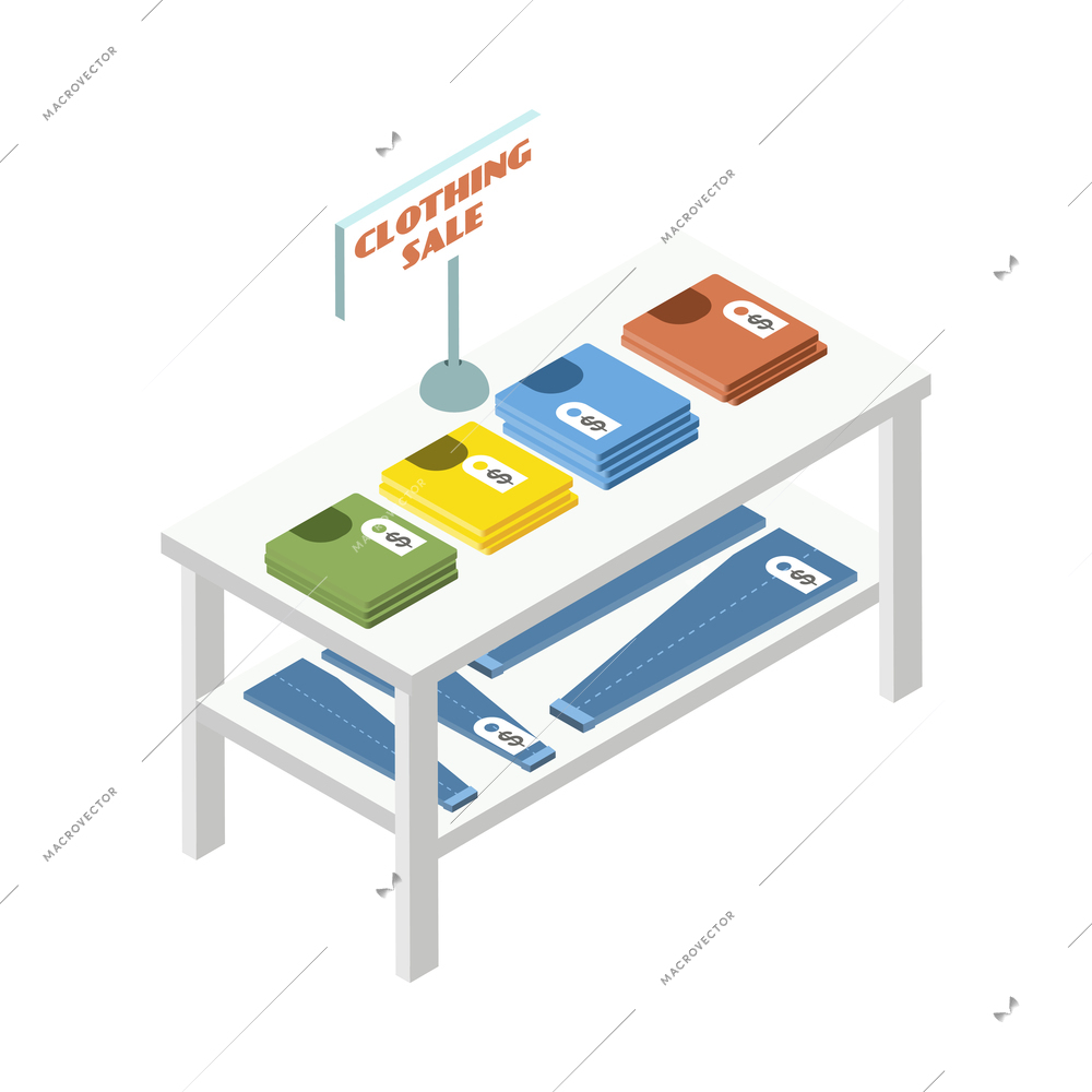 Bazaar isometric composition with isolated image of market stall on blank background vector illustration