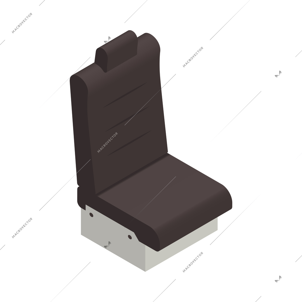 Car auto spare parts isometric composition with isolated image of car seat vector illustration