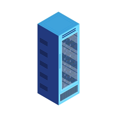 Isometric datacenter cloud service composition with isolated image of cabinet rack with servers vector illustration