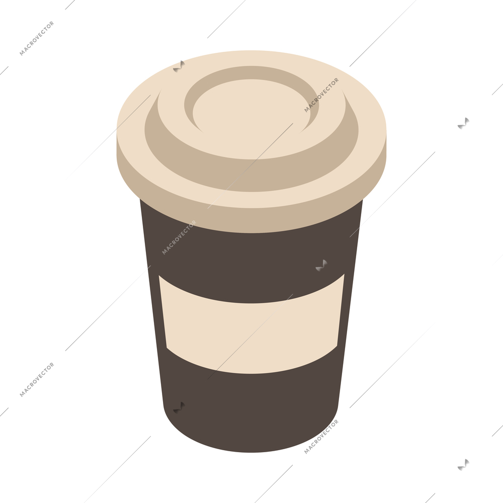 Isometric street food composition with isolated cardboard cup of coffee vector illustration