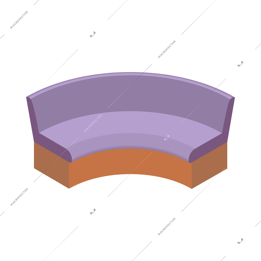 Restaurant and cafeteria interior isometric composition with isolated image of purple sofa vector illustration