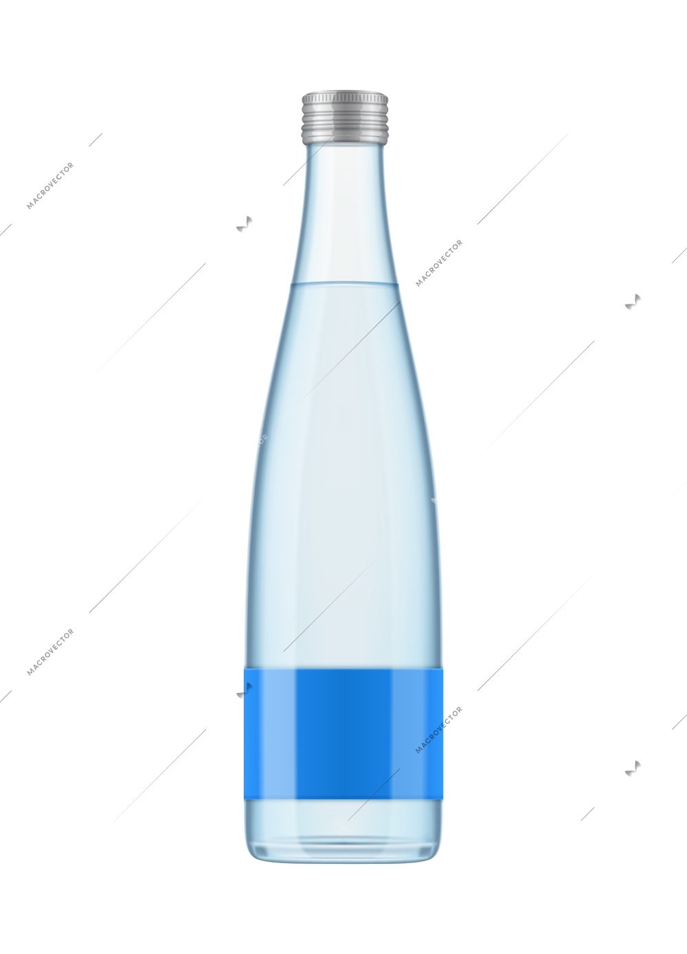 Realistic mineral water bottle composition with isolated image of glass water bottle on blank background vector illustration