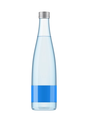 Realistic mineral water bottle composition with isolated image of glass water bottle on blank background vector illustration