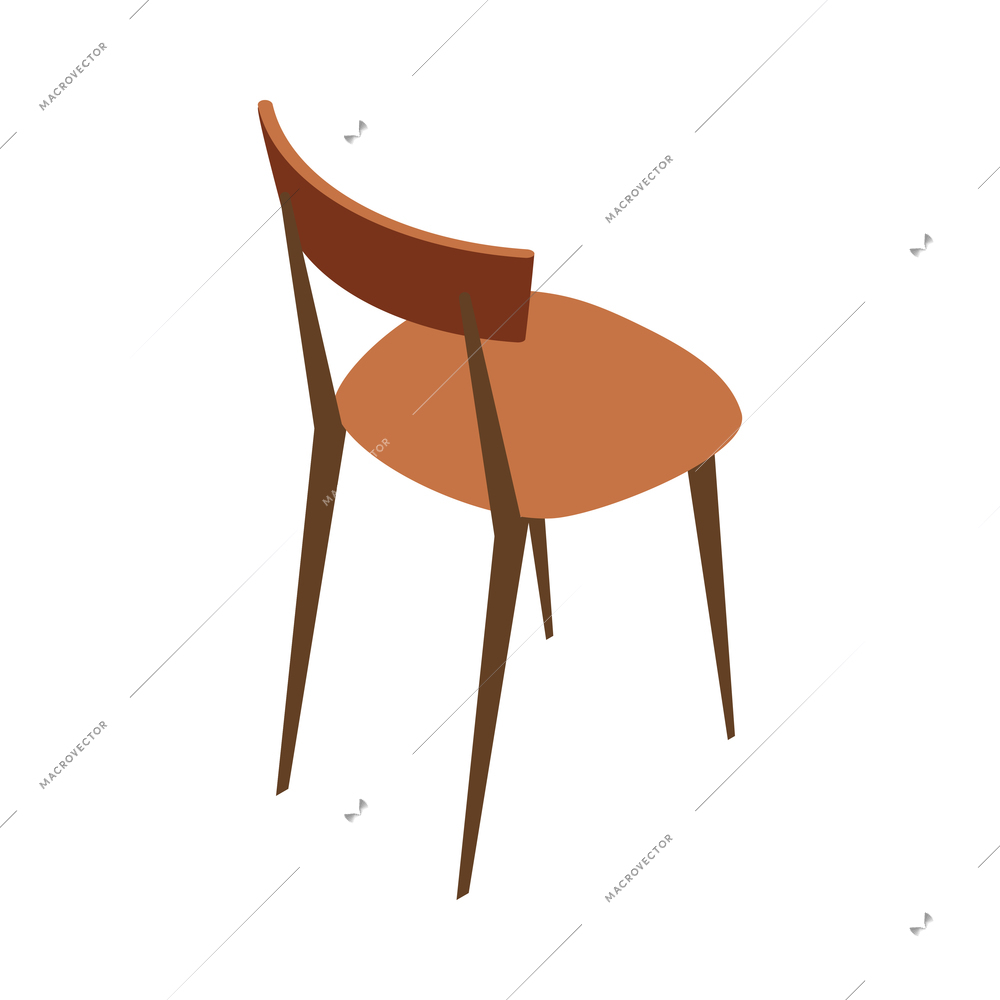 Restaurant and cafeteria interior isometric composition with isolated image of chair vector illustration