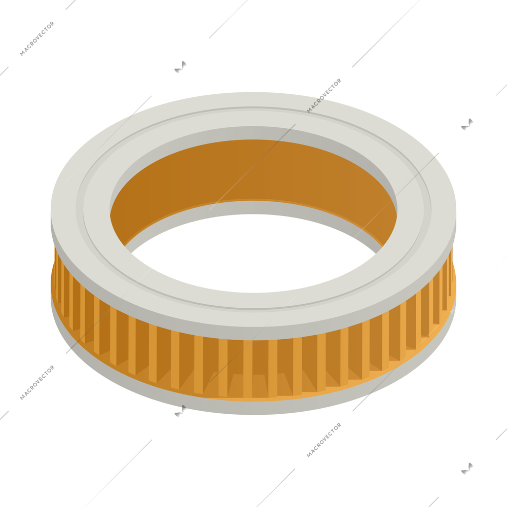 Car auto spare parts isometric composition with isolated image of air filter vector illustration