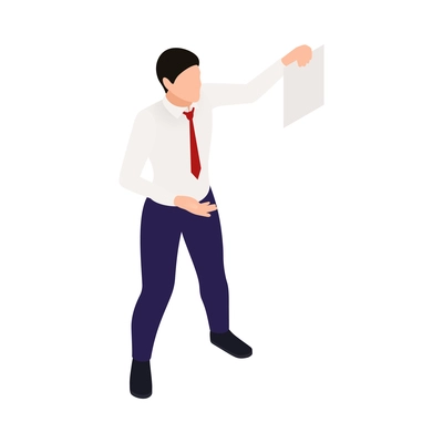 Trade labor union employee right protection composition with isometric person defending their rights holding paper vector illustration
