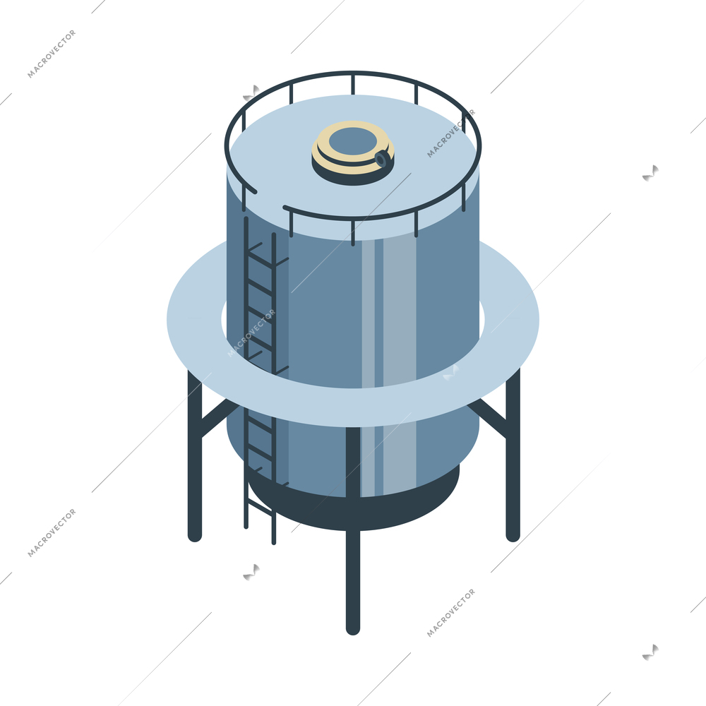 Isometric oil petroleum industry composition with isolated image of oil column on blank background vector illustration