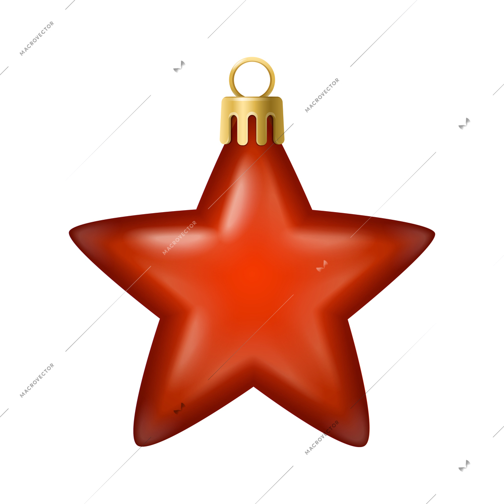 Realistic christmas tree toy composition with star shaped christmas ornament vector illustration