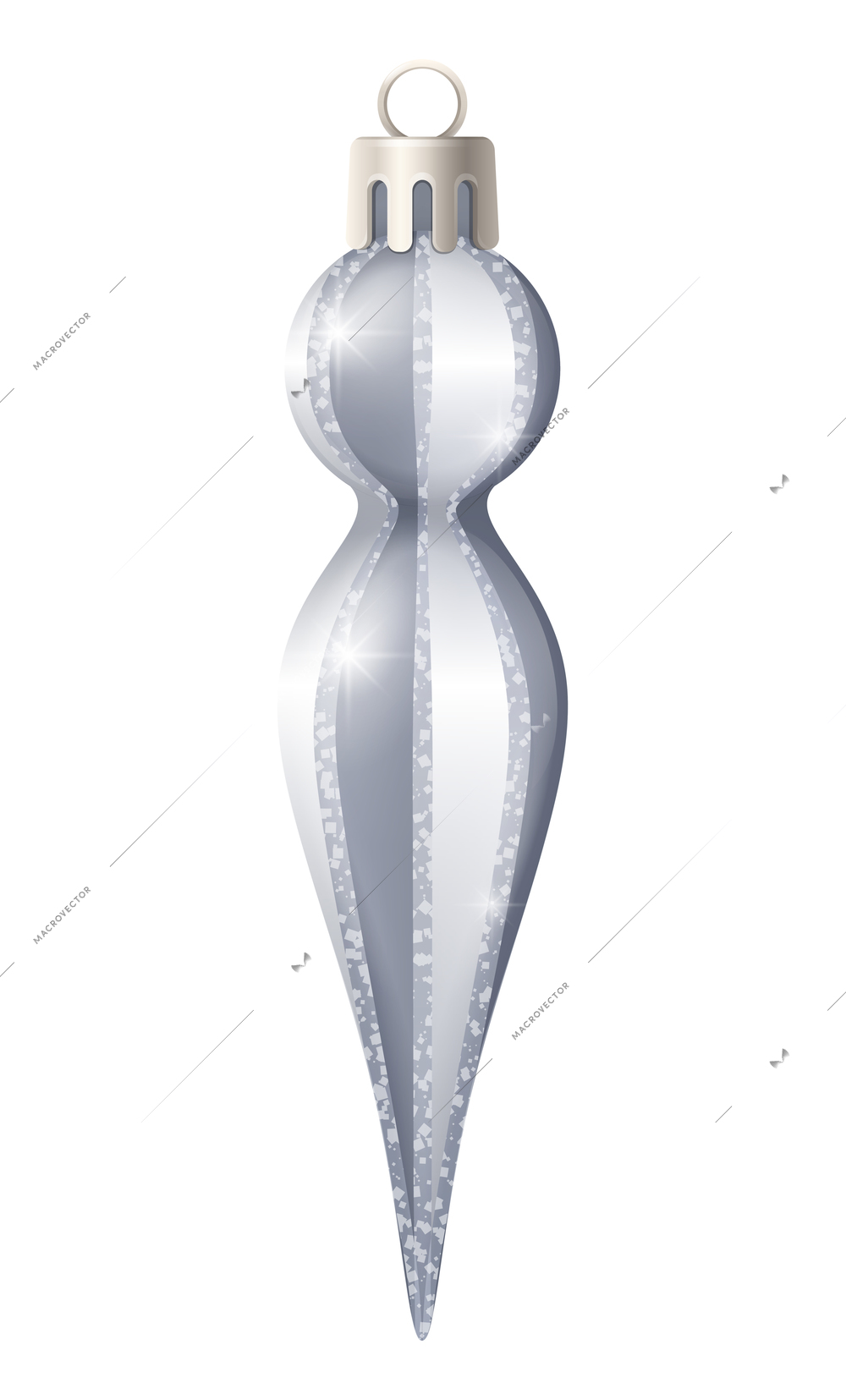 Realistic christmas tree toy composition with ball icicle shaped christmas ornament vector illustration