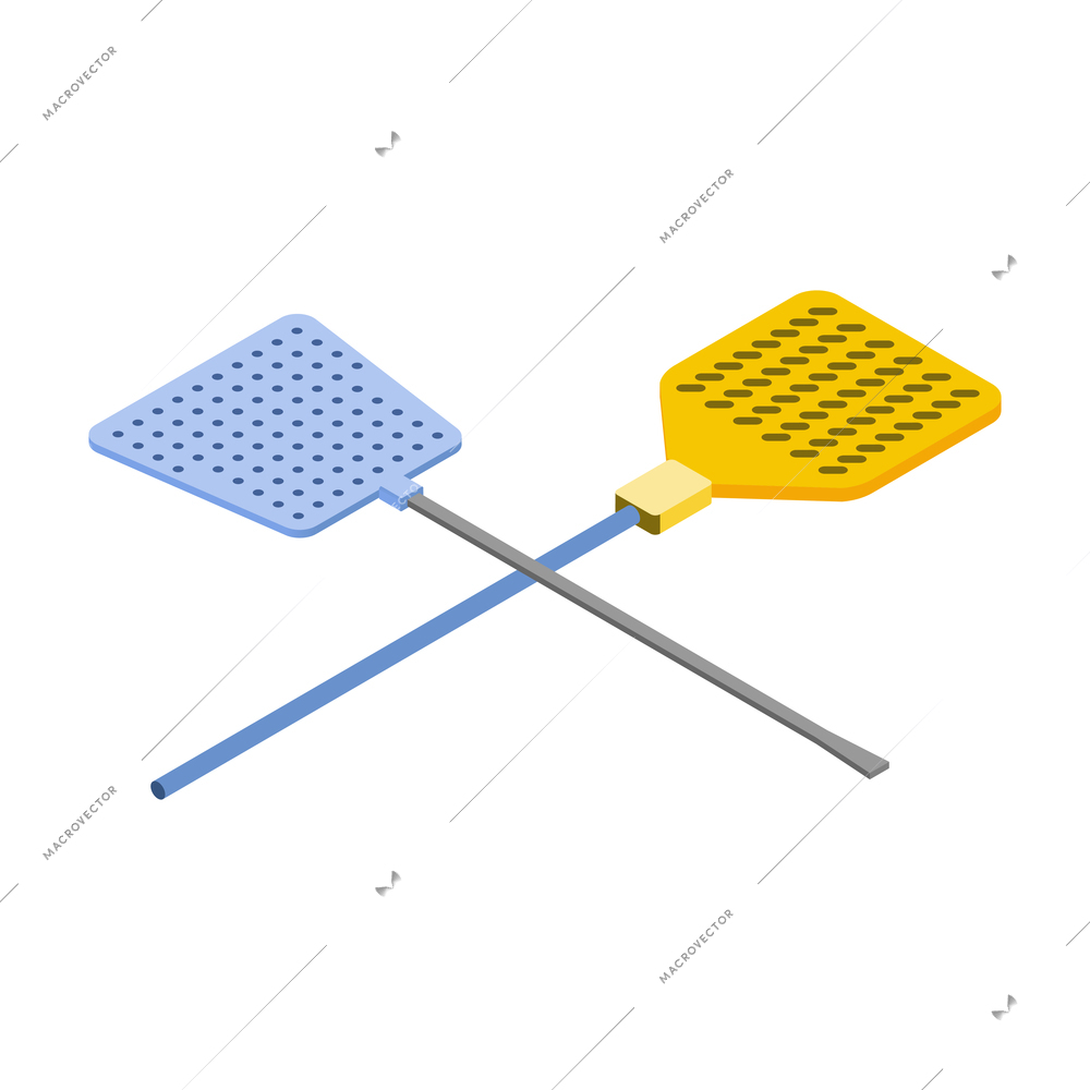 Mosquito protective composition with isolated image of two fly flaps on blank background vector illustration