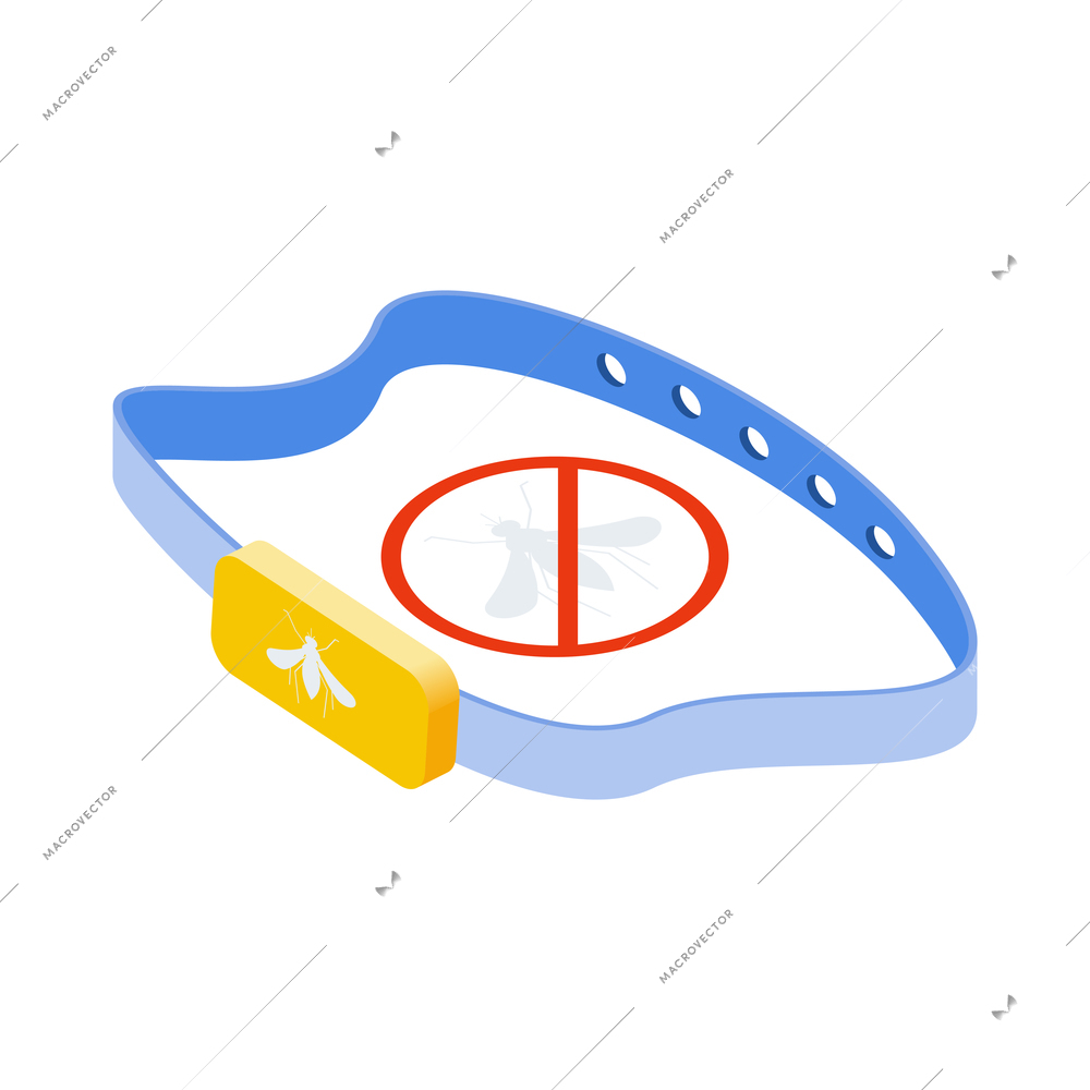 Mosquito protective composition with isolated image of wearable rubber bracelet on blank background vector illustration