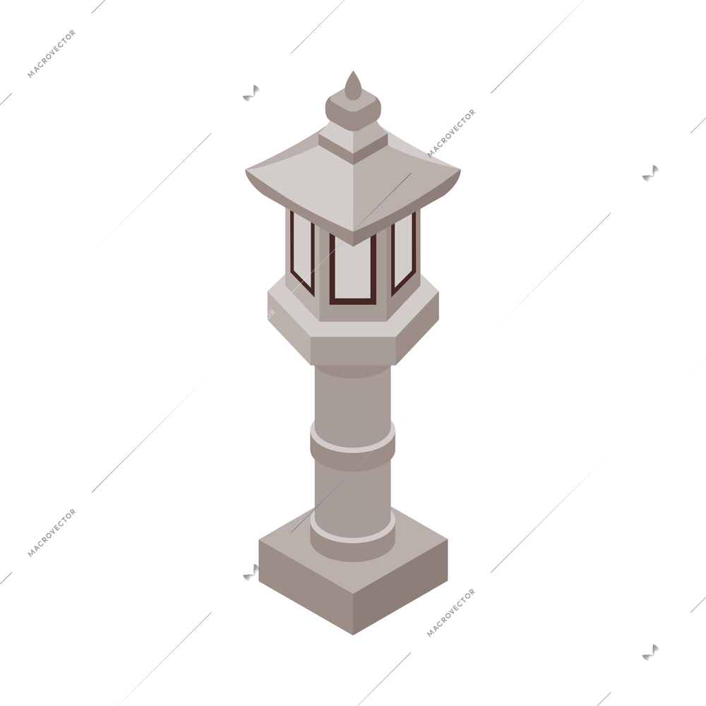 Isometric japan travel tourism composition with isolated image of lamp post on blank background vector illustration