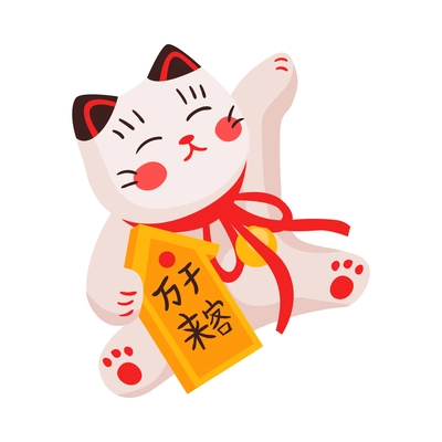 Isometric japan travel tourism composition with isolated image of lucky cat gift on blank background vector illustration