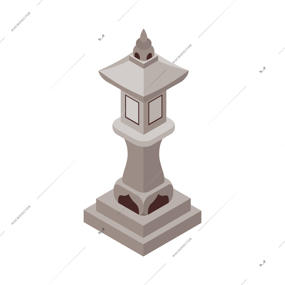 Isometric japan travel tourism composition with isolated image of lamp post on blank background vector illustration