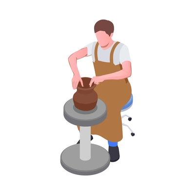 Creative people professions artist isometric composition with male character of potter making vase vector illustration